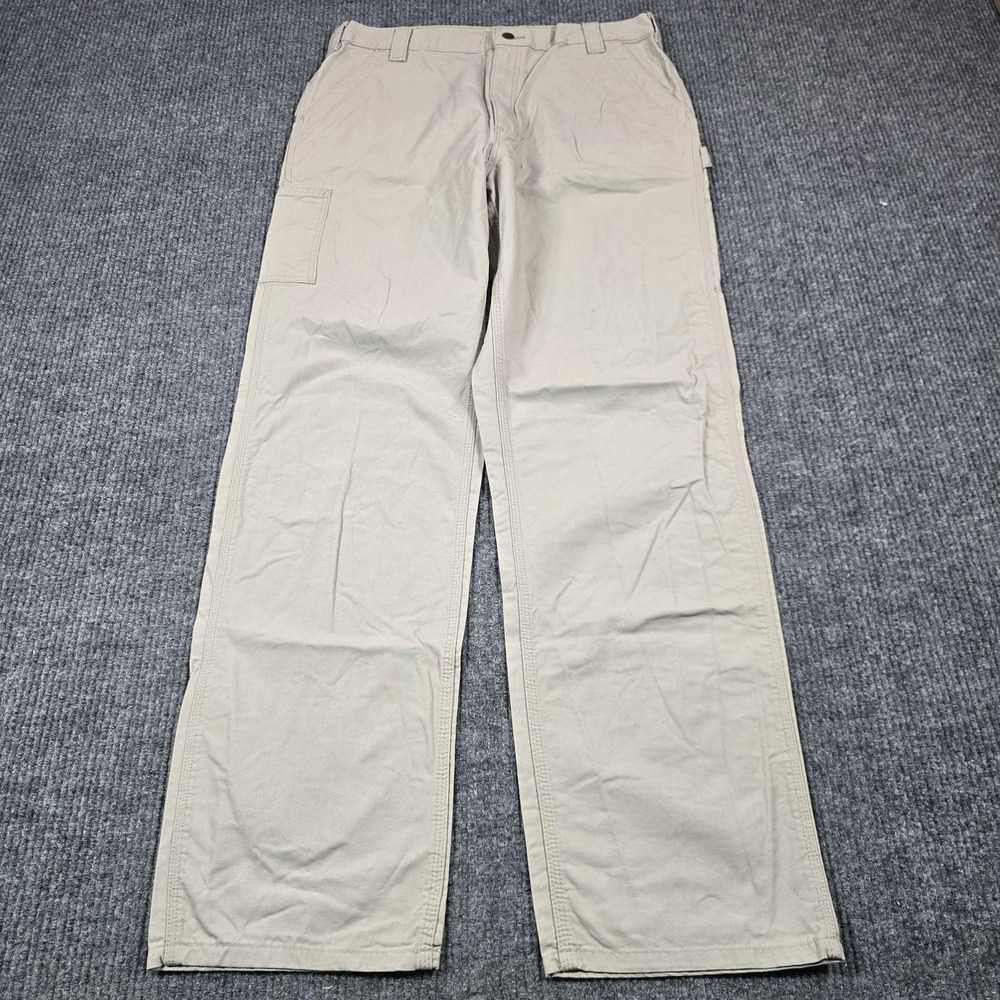 Carhartt Pants Mens 38x36 Beige Loose Original Fit Canvas Work Carpenter B151 - Picture 3 of 12